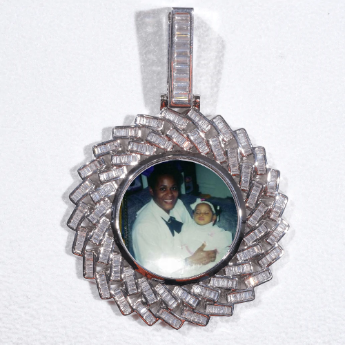 Large 3D Baguette Custom Picture Pendant
