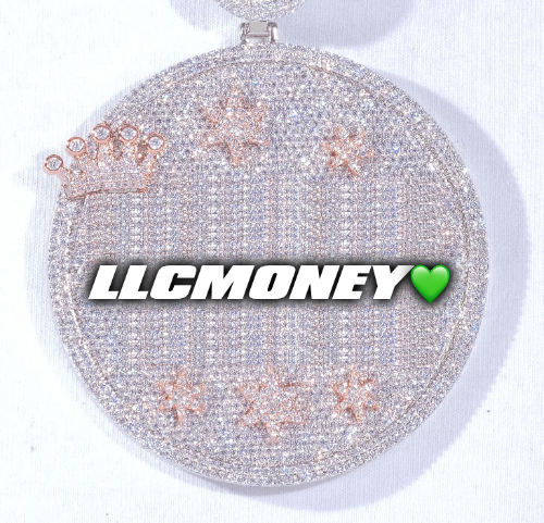 CUSTOM LETTER NECKLACE 3D BIG CROWN DISC