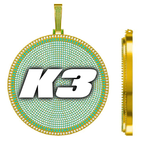 CUSTOM LETTER NECKLACE 3D BIG DISC