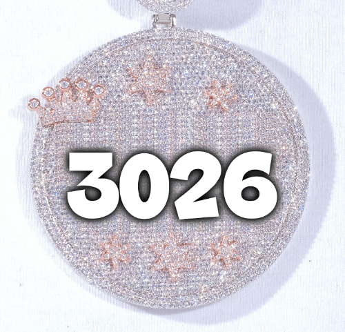 CUSTOM LETTER NECKLACE 3D BIG CROWN DISC