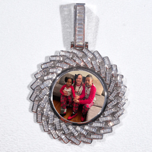 Large 3D Baguette Custom Picture Pendant