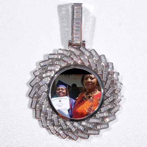 Large 3D Baguette Custom Picture Pendant
