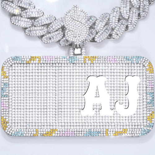CUSTOM LETTER NECKLACE 3D COLORFUL SQUARE