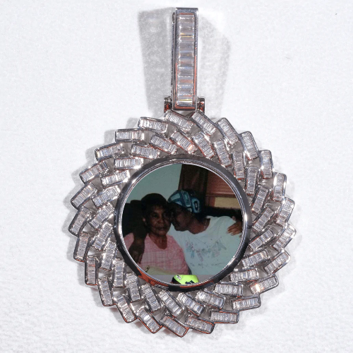 Large 3D Baguette Custom Picture Pendant