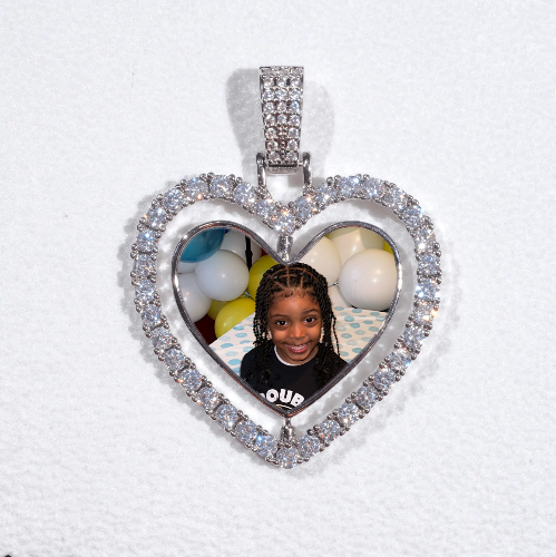 3D Spinning 2-Faced Heart Custom Picture Pendant