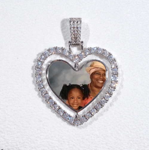 3D Spinning 2-Faced Heart Custom Picture Pendant