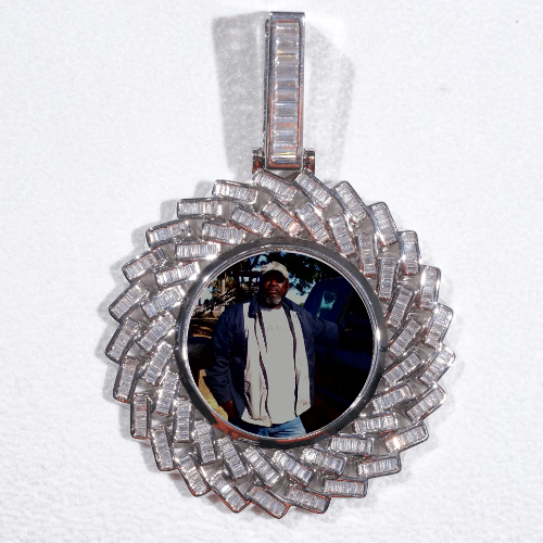 Large 3D Baguette Custom Picture Pendant