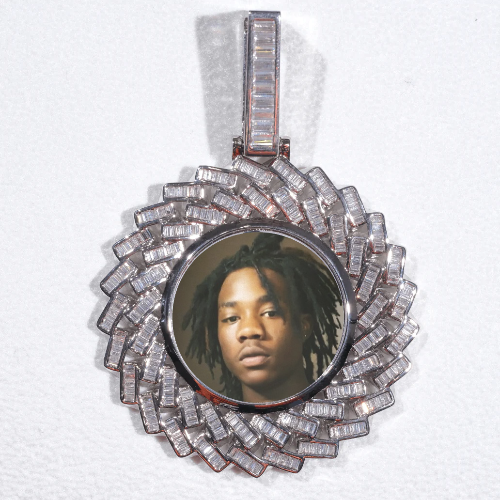 Large 3D Baguette Custom Picture Pendant