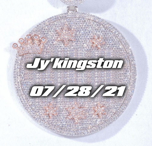 CUSTOM LETTER NECKLACE 3D BIG CROWN DISC