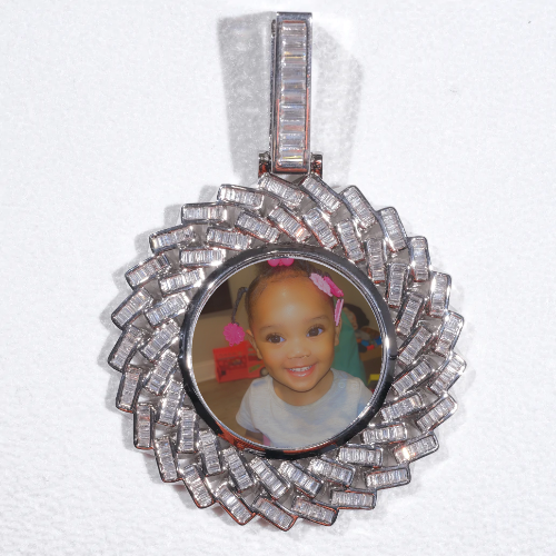 Large 3D Baguette Custom Picture Pendant