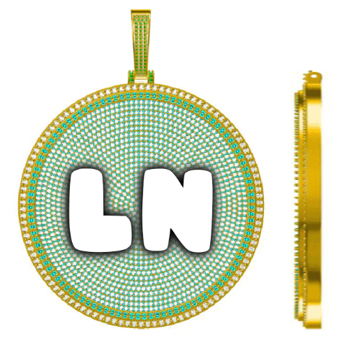 CUSTOM LETTER NECKLACE 3D BIG DISC