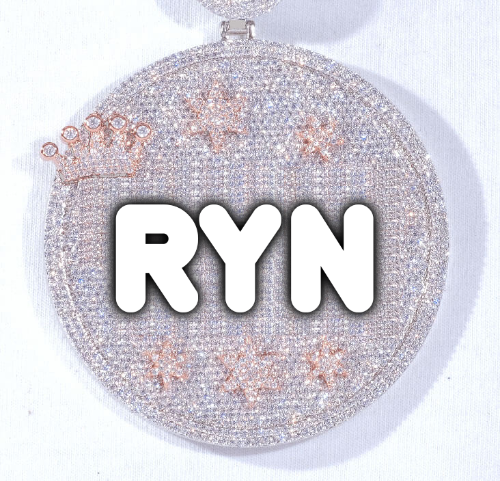 CUSTOM LETTER NECKLACE 3D BIG CROWN DISC
