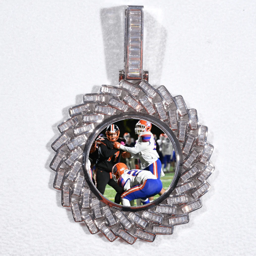 Large 3D Baguette Custom Picture Pendant