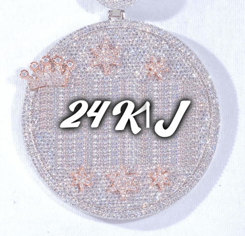 CUSTOM LETTER NECKLACE 3D BIG CROWN DISC