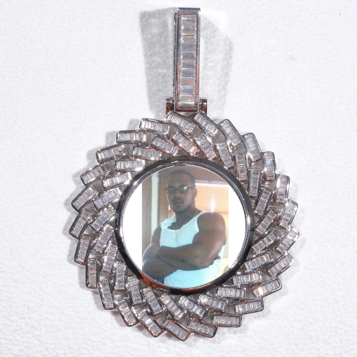 Large 3D Baguette Custom Picture Pendant
