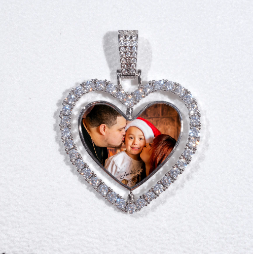 3D Spinning 2-Faced Heart Custom Picture Pendant