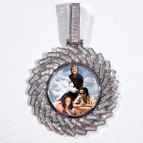 Large 3D Baguette Custom Picture Pendant