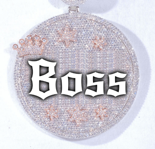 CUSTOM LETTER NECKLACE 3D BIG CROWN DISC