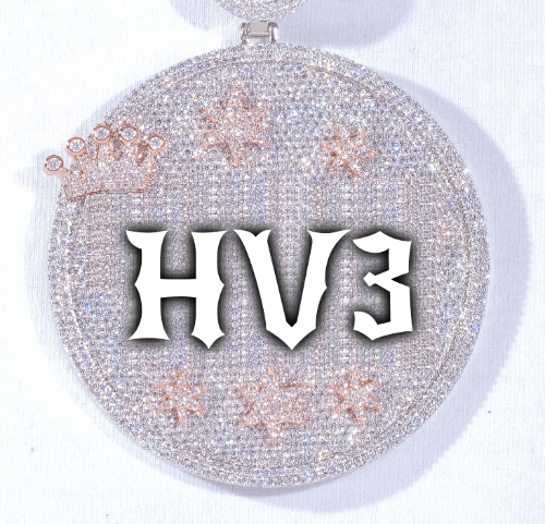 CUSTOM LETTER NECKLACE 3D BIG CROWN DISC