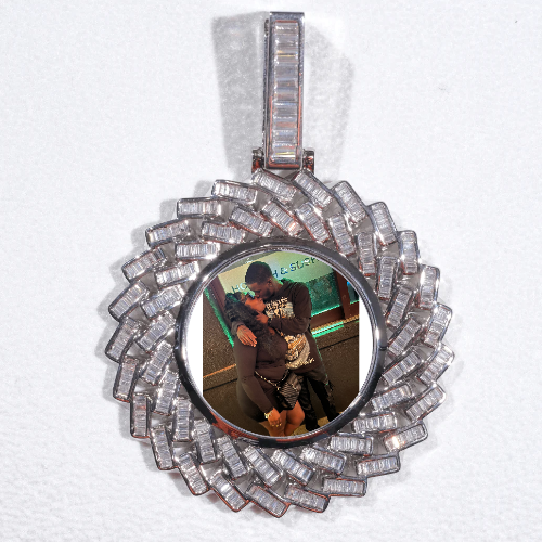 Large 3D Baguette Custom Picture Pendant