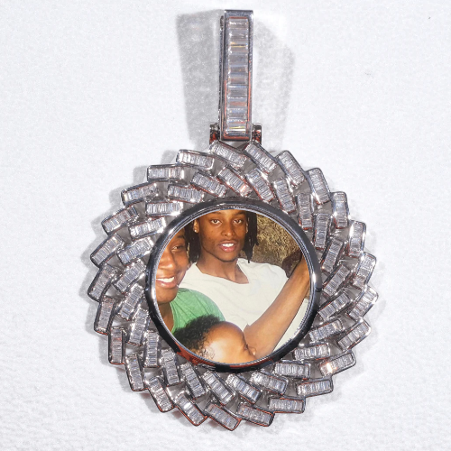 Large 3D Baguette Custom Picture Pendant