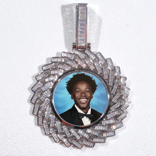 Large 3D Baguette Custom Picture Pendant