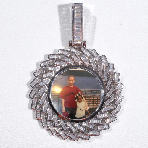 Large 3D Baguette Custom Picture Pendant