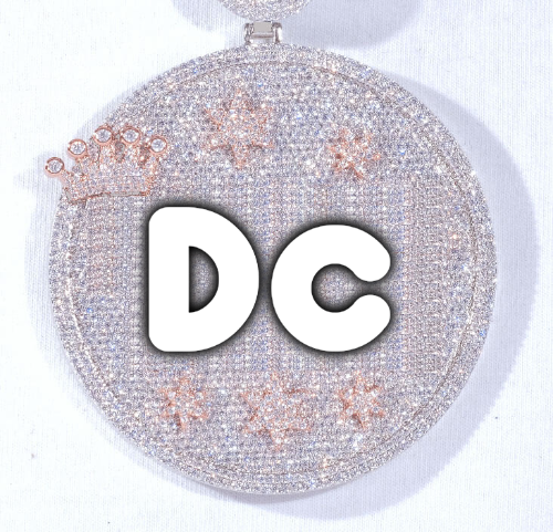 CUSTOM LETTER NECKLACE 3D BIG CROWN DISC