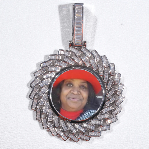 Large 3D Baguette Custom Picture Pendant