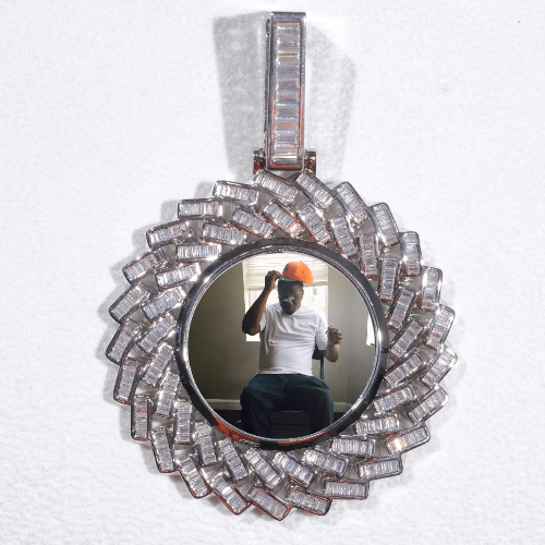 Large 3D Baguette Custom Picture Pendant
