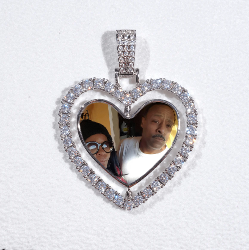 3D Spinning 2-Faced Heart Custom Picture Pendant