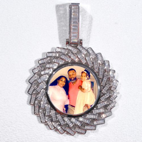 Large 3D Baguette Custom Picture Pendant