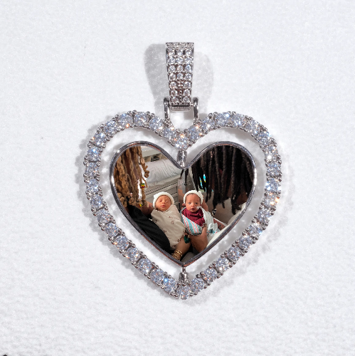 3D Spinning 2-Faced Heart Custom Picture Pendant
