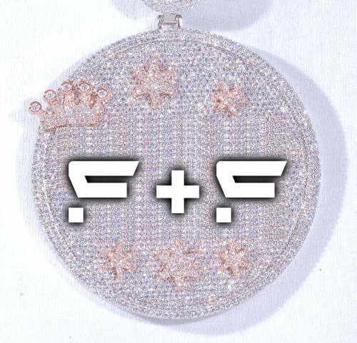 CUSTOM LETTER NECKLACE 3D BIG CROWN DISC