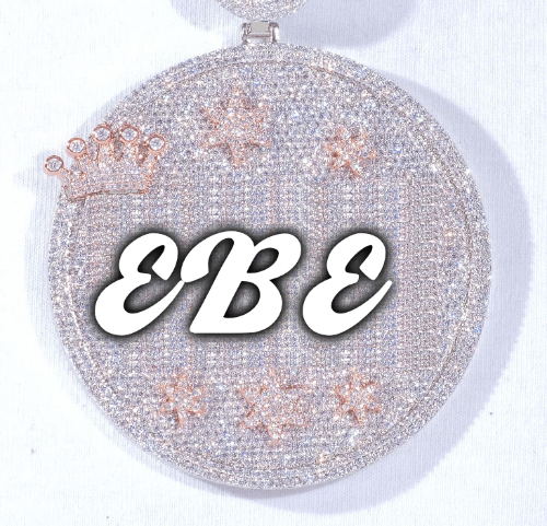 CUSTOM LETTER NECKLACE 3D BIG CROWN DISC