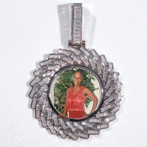 Large 3D Baguette Custom Picture Pendant
