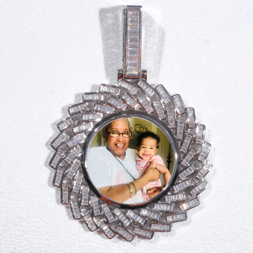 Large 3D Baguette Custom Picture Pendant