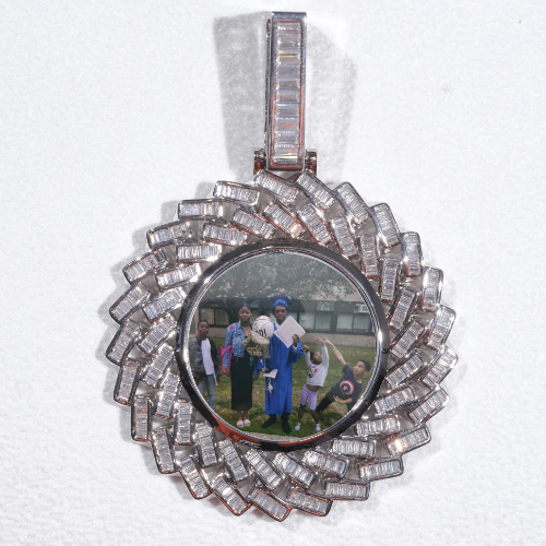Large 3D Baguette Custom Picture Pendant