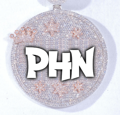 CUSTOM LETTER NECKLACE 3D BIG CROWN DISC