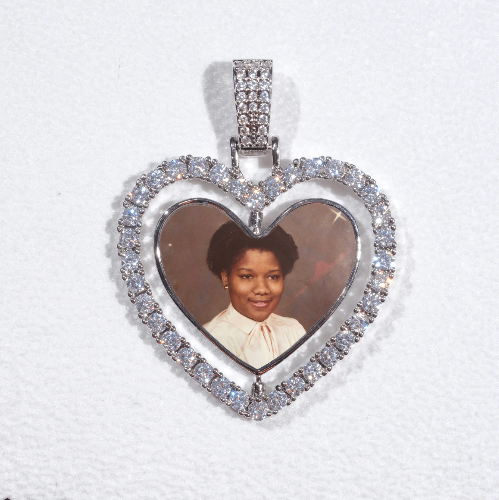 3D Spinning 2-Faced Heart Custom Picture Pendant