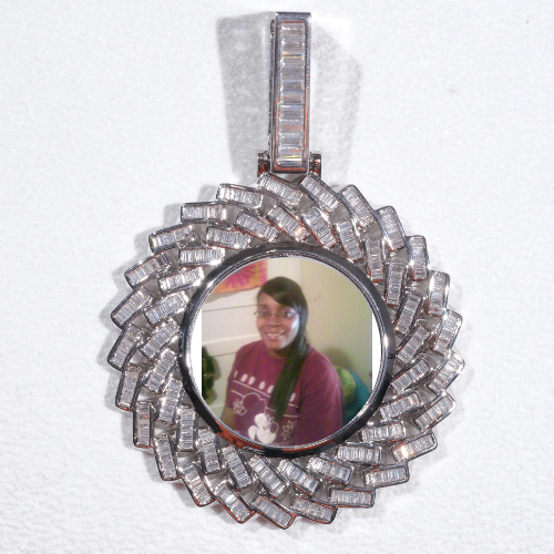 Large 3D Baguette Custom Picture Pendant