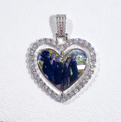 3D Spinning 2-Faced Heart Custom Picture Pendant