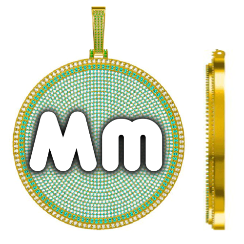 CUSTOM LETTER NECKLACE 3D BIG DISC