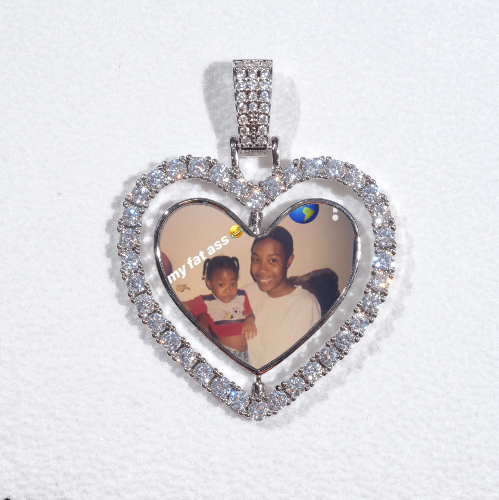 3D Spinning 2-Faced Heart Custom Picture Pendant