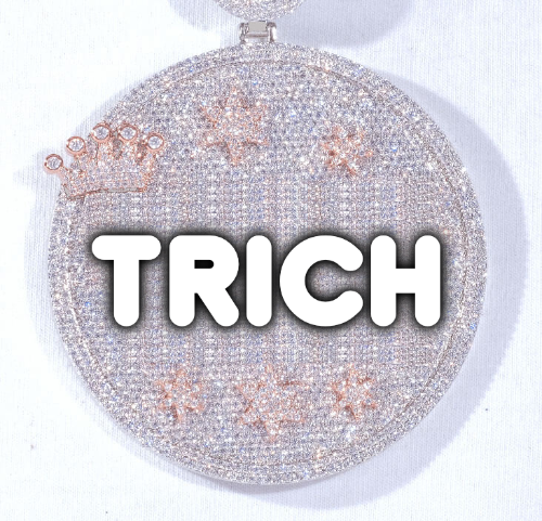 CUSTOM LETTER NECKLACE 3D BIG CROWN DISC