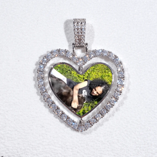 3D Spinning 2-Faced Heart Custom Picture Pendant