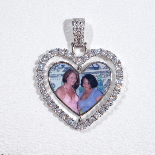3D Spinning 2-Faced Heart Custom Picture Pendant