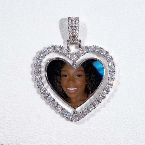 3D Spinning 2-Faced Heart Custom Picture Pendant