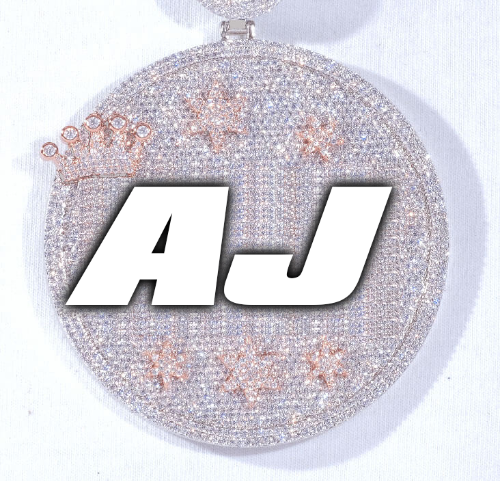 CUSTOM LETTER NECKLACE 3D BIG CROWN DISC