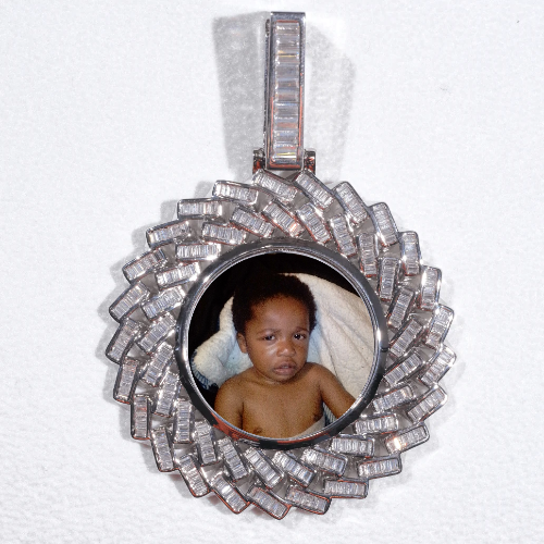 Large 3D Baguette Custom Picture Pendant